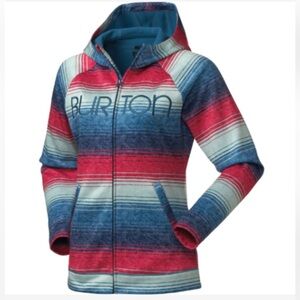 Burton Columbo Spellout full zip pink teal hoodie jacket fleece interior small